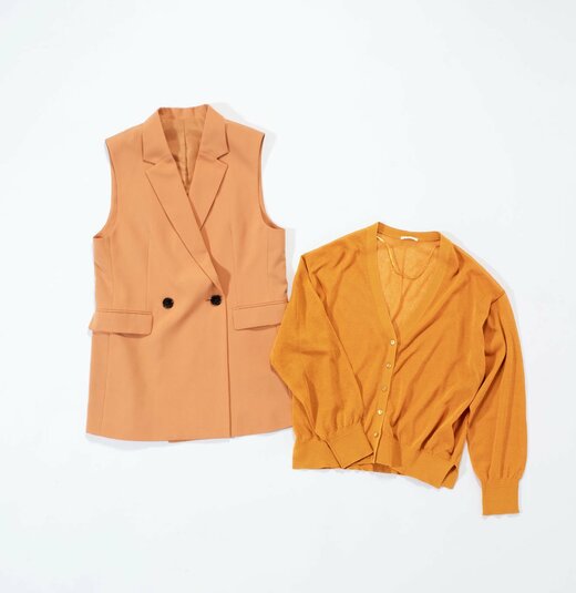 カーディガンとトップス