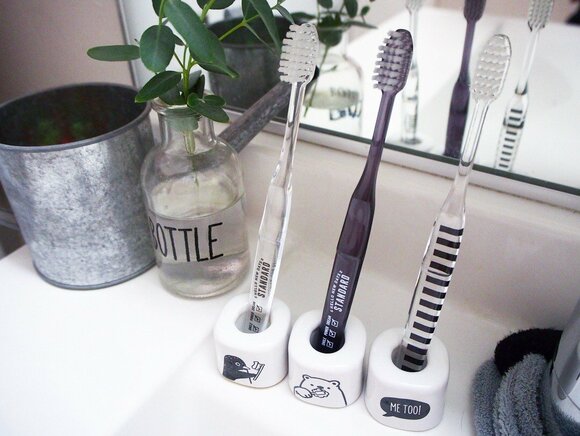 シンプルなモノトーン歯ブラシも100円で