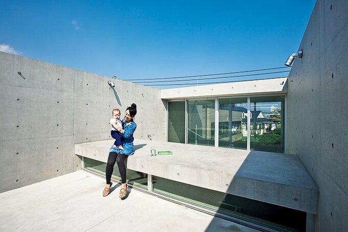 段差を設けた屋上