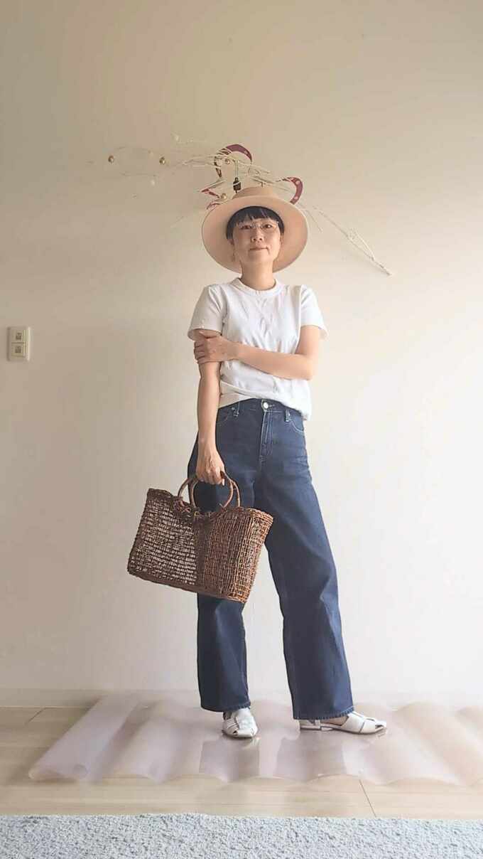 ハット×デニムコーデ