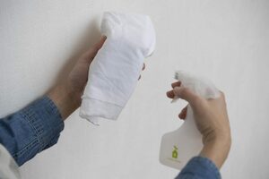 重曹水をスプレーする