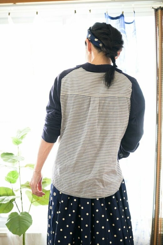 後ろはパッチワークで!