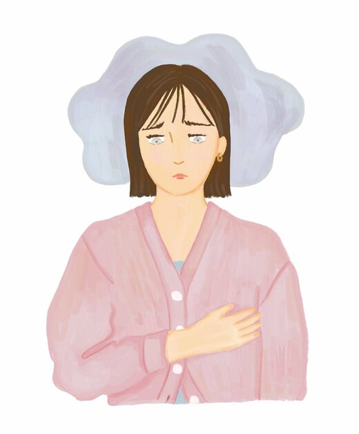 乳がん検診で不安になる女性イラスト