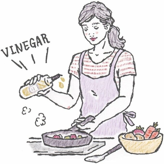 イラスト調理する女性