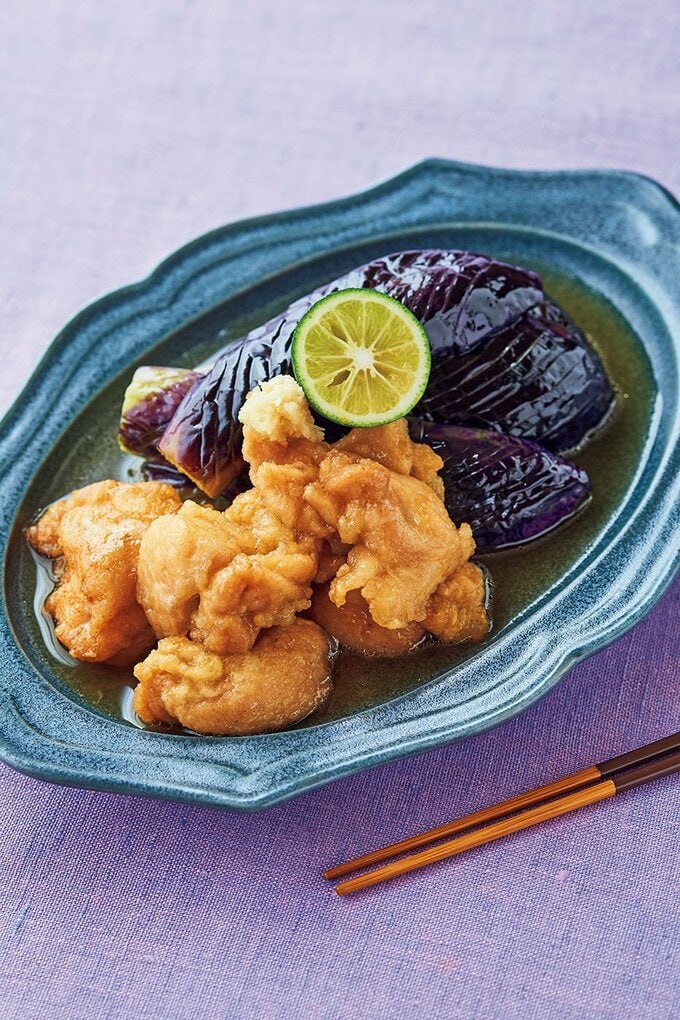 鶏肉とナスの揚げびたし