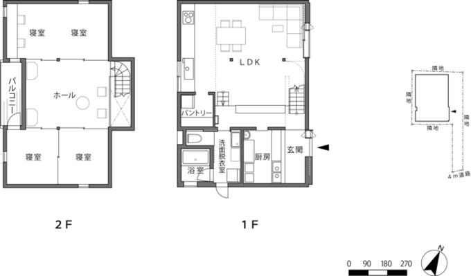 村上さん宅の間取り図と配置図