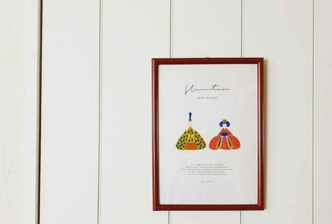 額にひな人形の絵