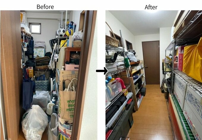 足の踏み場もない納戸の片付けビフォーアフター