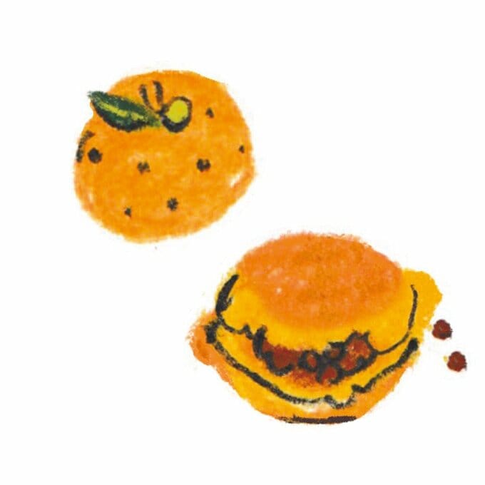 みかんとどら焼きのイラスト