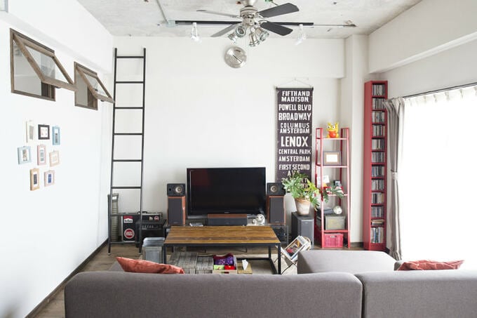 シーリングファンのあるリビング