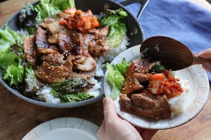 サムギョプサルご飯の完成