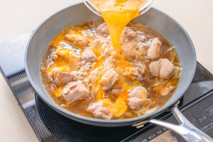 親子丼の完成間近