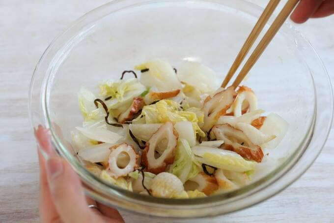 白菜ちくわ昆布などを入れてあえる