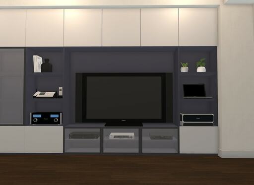 リビングに家電があふれてしまっている場合は、壁面に収納