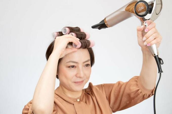 ドライヤーをかける様子