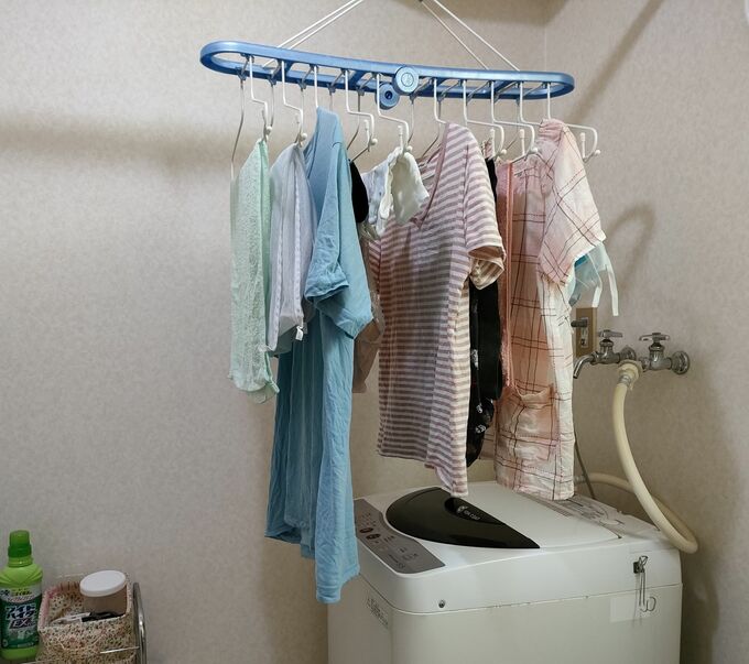 2人分の洗濯物を干したところ