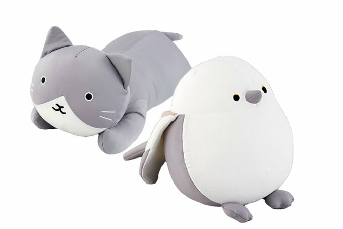 (左)Nクールぬいぐるみ にゃんこS(右)Nクールぬいぐるみ シマエナガ すえっ子(ニトリ)