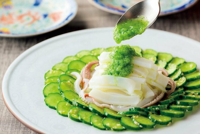 イカのキュウリショウガソース