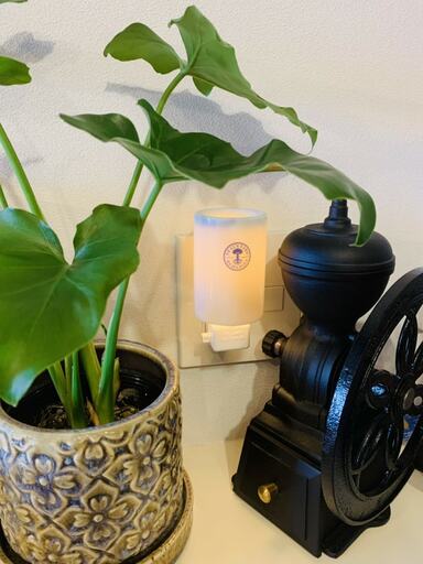 コーヒーミルとアロマランプ