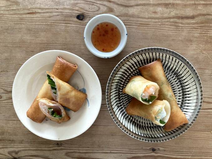 生ハム春巻きとエビ春巻き