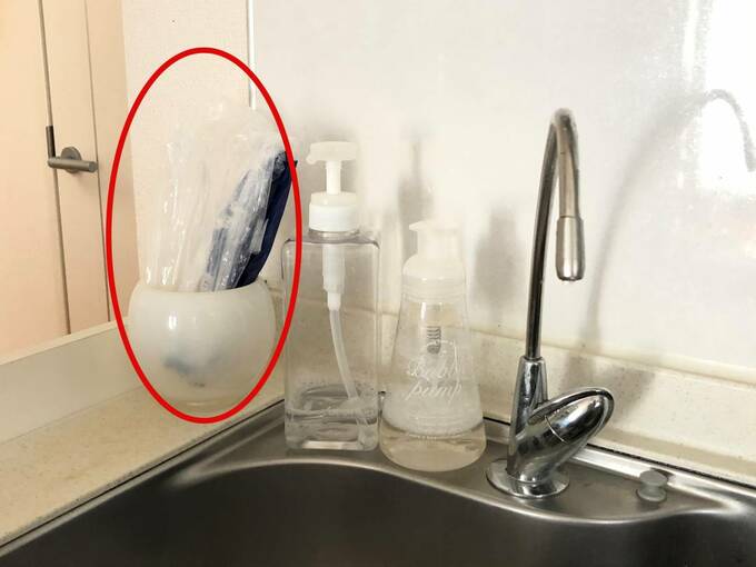 ビニール袋立てて収納