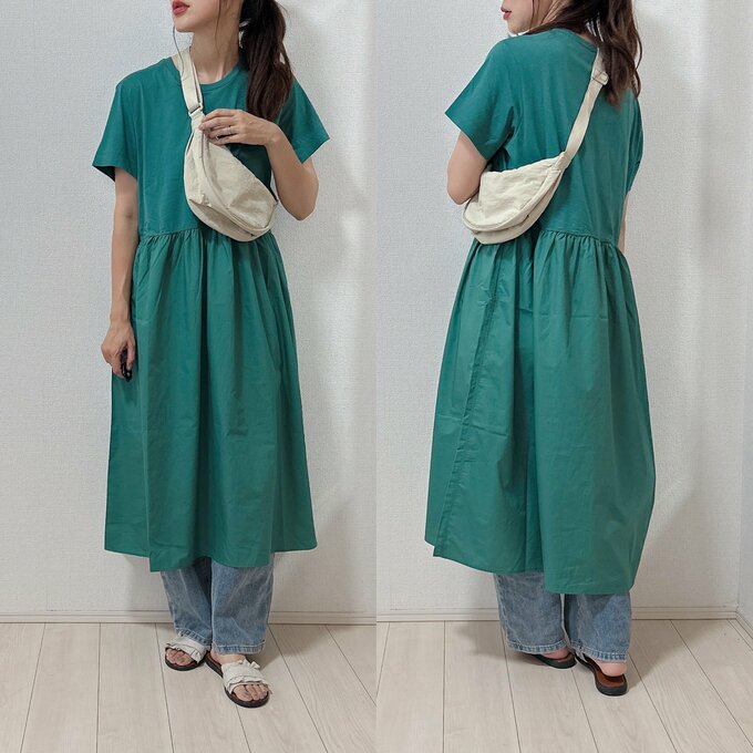 コンビネーションフレアワンピースコーデ