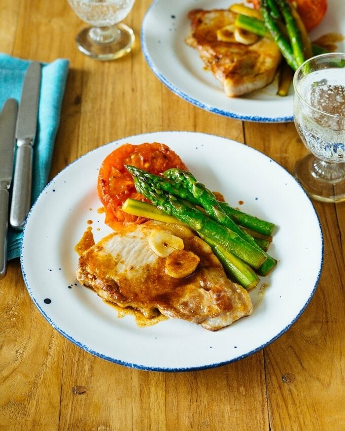 ポーク&トマトのガーリックジュワッと焼き