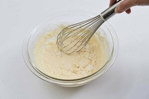 「ざっくり混ぜる」と厚く焼け、ふんわりした食感に