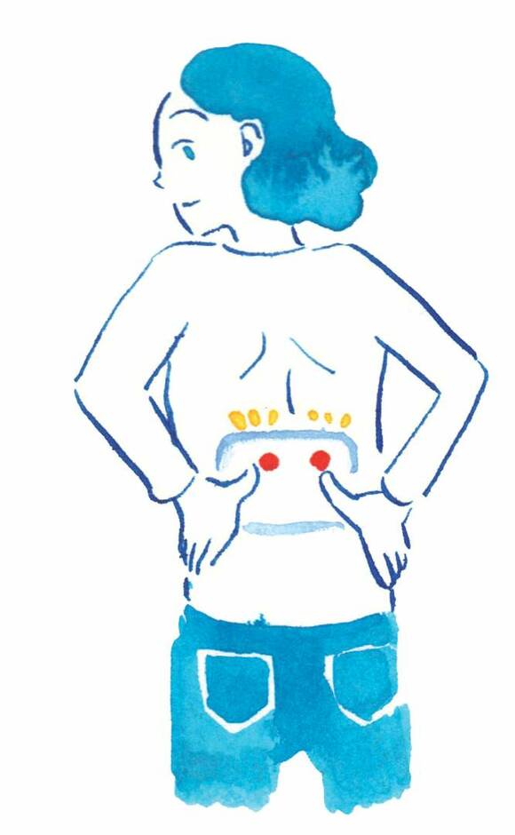 腰にカイロを貼るイラスト