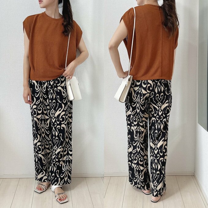 オリエンタル柄 イージーパンツ着用