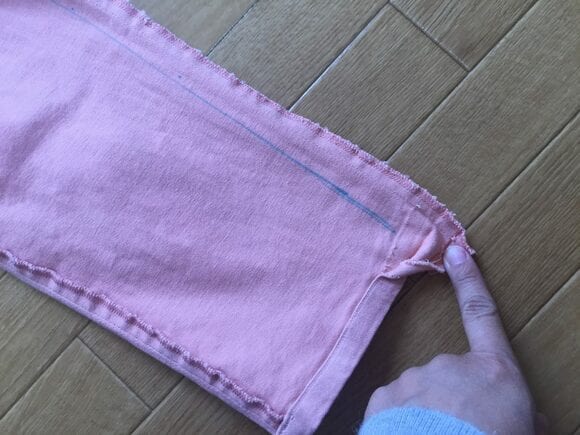 印に沿ってミシンで縫い直す