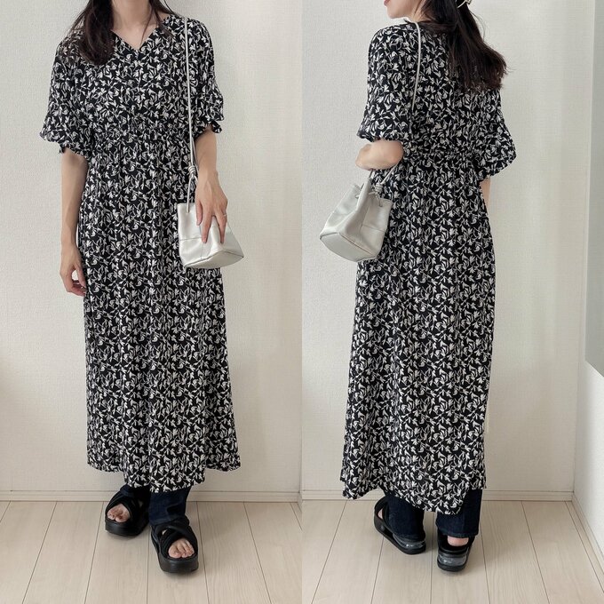 ロング丈のワンピとレイヤード