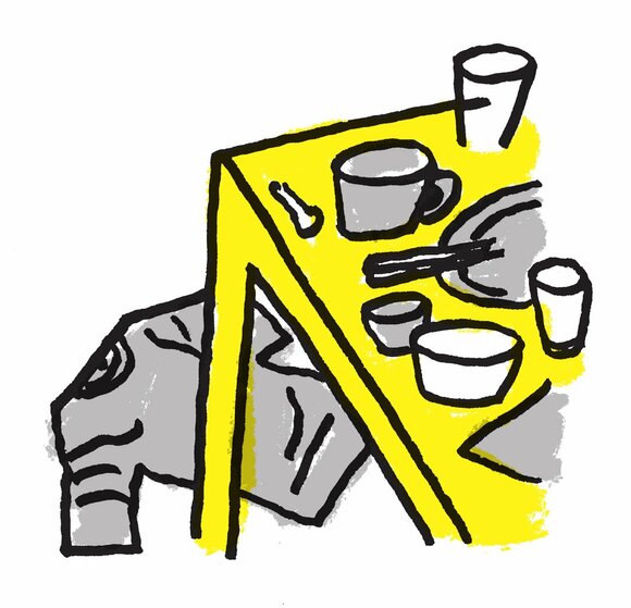 脱ぎっぱなしの服と食器のイラスト
