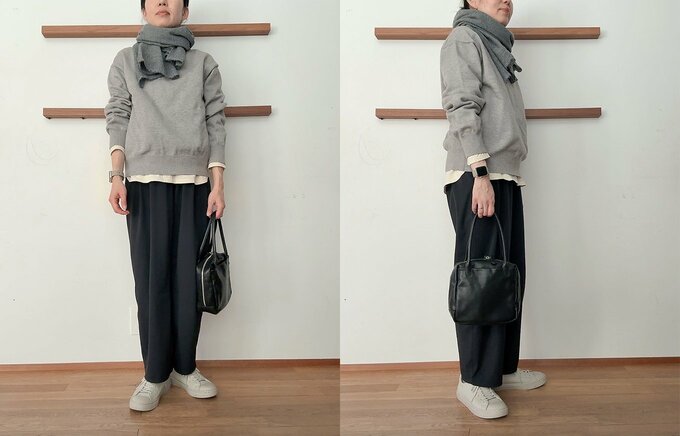 袖口と裾のチラ見せがアクセントに