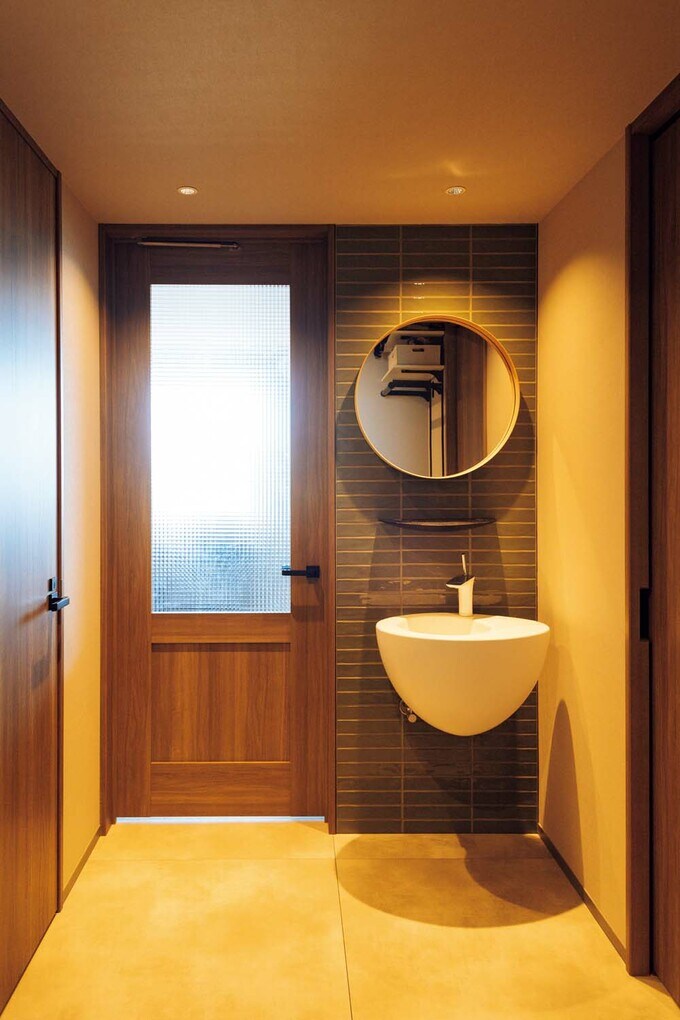 スタイリッシュな手洗いコーナー