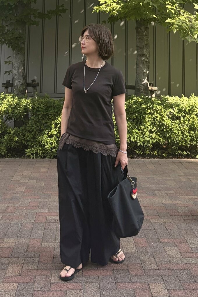 河村純子さんクルーネックTコーデ3