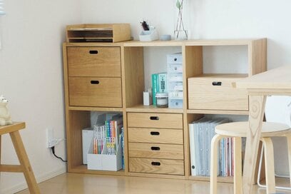 無印良品の「使いまわせる家具」活用術。テーブルにも本棚にも