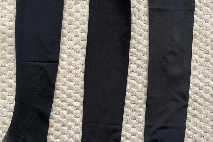 (左から)ストッキング、40デニールタイツ、60デニールタイツ