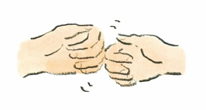 指の関節にクリームを塗るイラスト