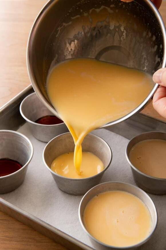 型に生地を入れる