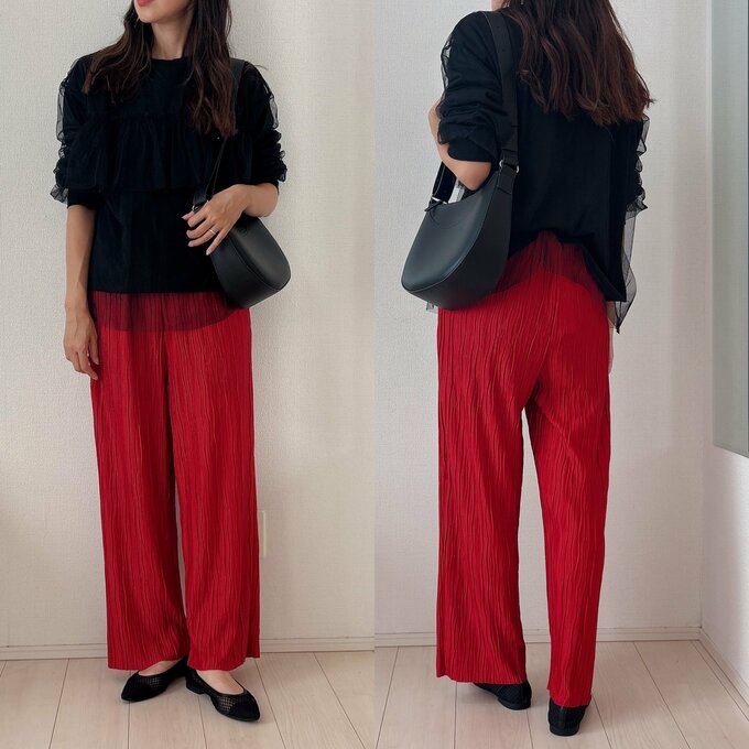 チュールトップスコーデ