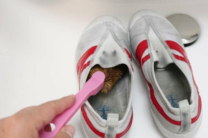 靴にブラシ