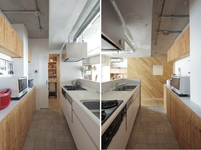 収納とカウンターを造作したキッチン