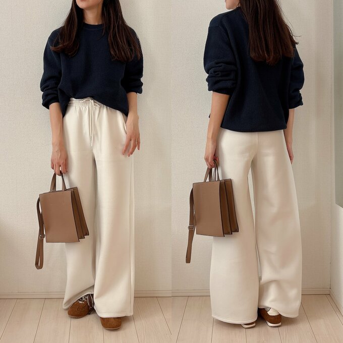 ネイビー×ホワイトで春らしくしたコーデ