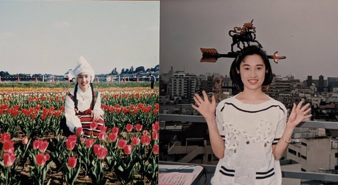 天気中継をする女性