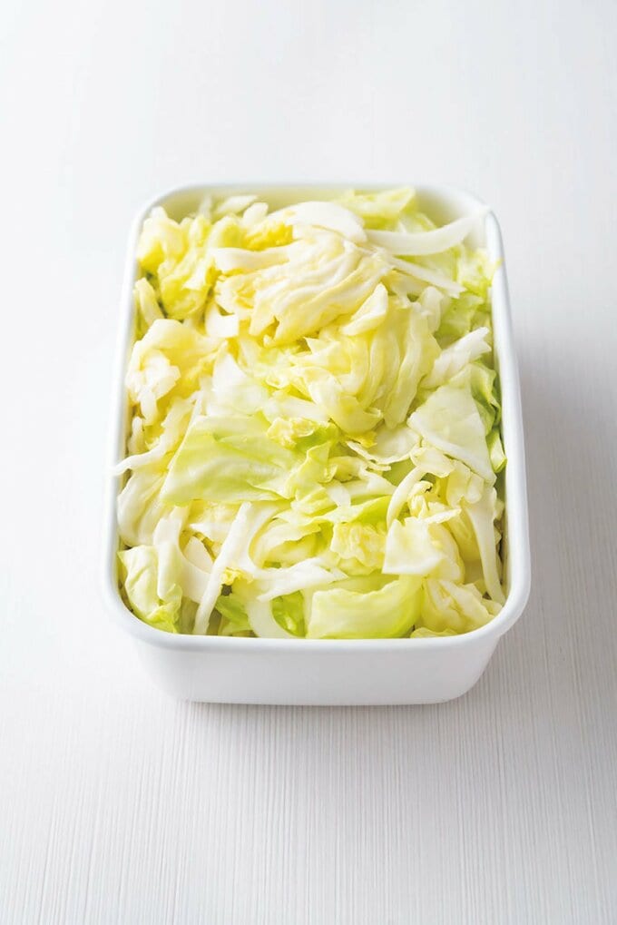 ざく切りキャベツのレンジ蒸し