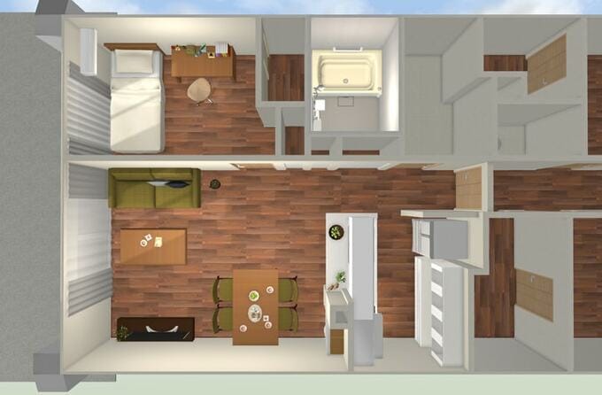 ダイニングテーブルを壁に付ける