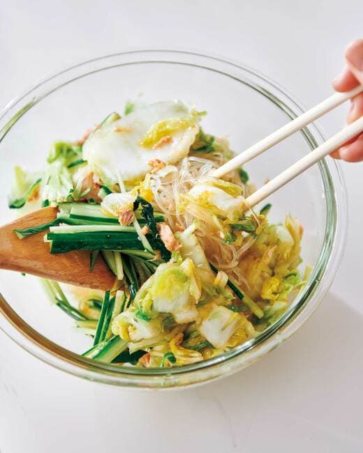ツナと白菜のあえ物の調理過程