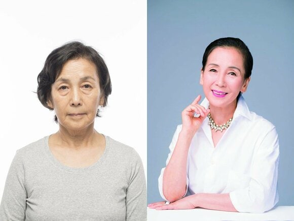 68歳女性のメイク前後