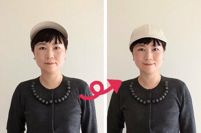 里和さんキャップの深さ